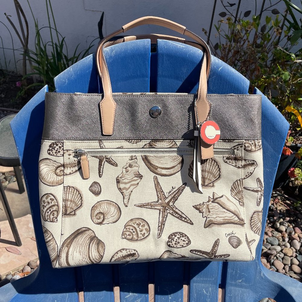 Coach Canvas and Leather "Seashell" tote